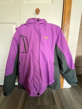 Purple Kids Winter Jacket with Grey Accents
